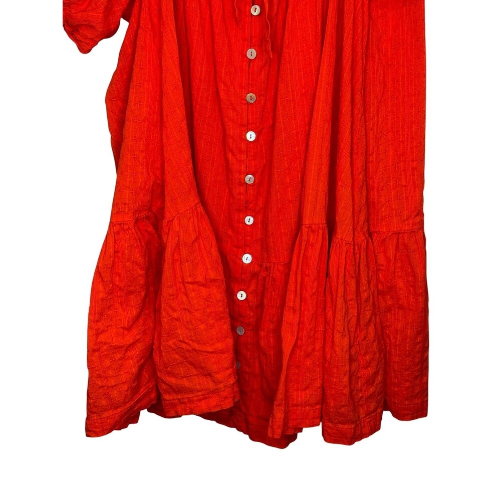 Cleobella Emmeline Dress Size XS Red Organic Cotton Puff Sleeve Button Mini Boho - Picture 4 of 8